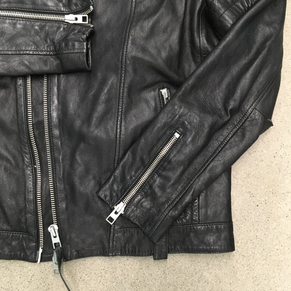 Men’s Large All Saints Leather Motorcycle Jacket - Picture 4 of 4